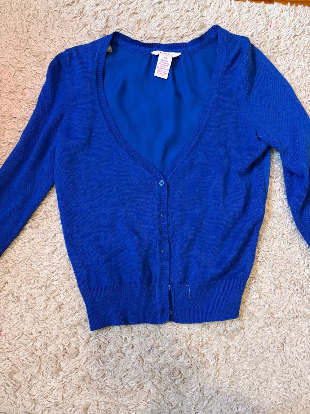 Candie's Royal Blue V-Neck Button Cardigan
